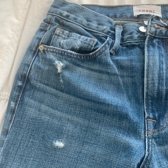 Frame Heritage Le Piper Blue Distressed Ankle Jeans - Picture 15 of 15